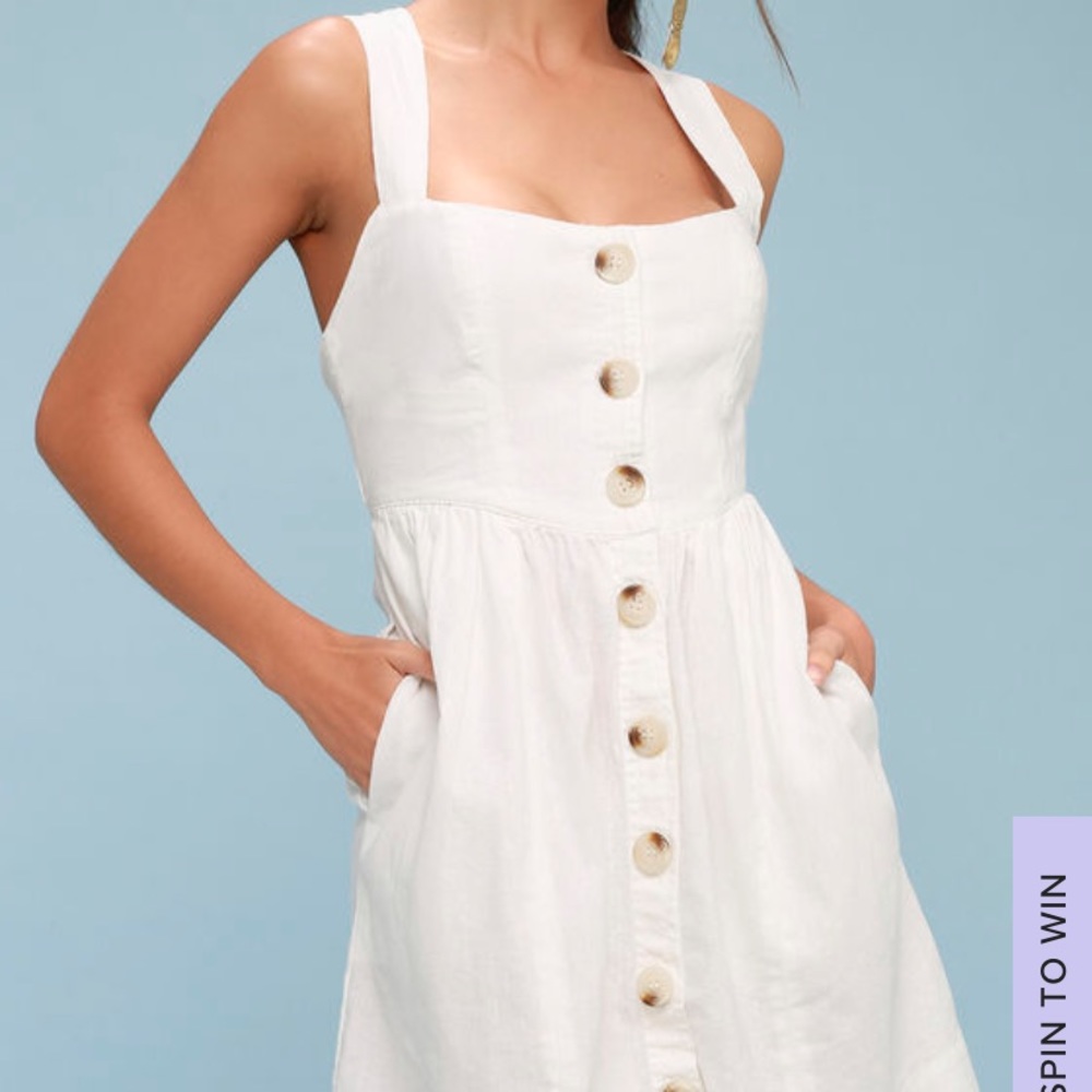 Free People Carolina White Button-Up Mini Dress size 0